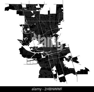 Stockton, California, Stati Uniti, mappa vettoriale ad alta risoluzione con confini della città e percorsi modificabili. La mappa della città è stata disegnata con aree bianche e. Illustrazione Vettoriale