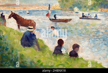 Horse and Boats (Studio per 'bagnanti ad Asnières') (ca. 1883-884) di Georges Seurat. Foto Stock