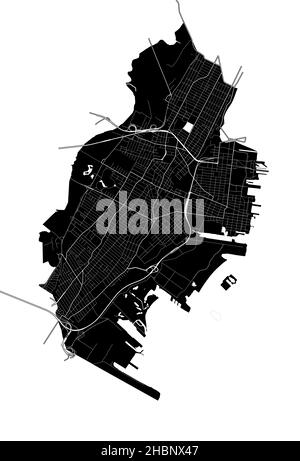 Jersey City, New Jersey, Stati Uniti, mappa vettoriale ad alta risoluzione con confini della città e percorsi modificabili. La mappa della città è stata disegnata con aree bianche A. Illustrazione Vettoriale