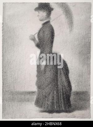 Woman Walking with a Parasol (studio per la Grande Jatte) (1884) di Georges Seurat. Foto Stock