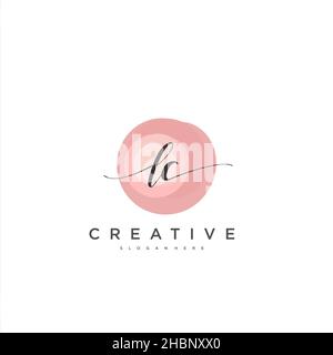 LC calligrafia iniziale minimalista modello geometrico logo arte vettoriale, Logo per la bellezza del business, la moda e altre opere d'arte Illustrazione Vettoriale