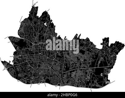 Bandung, Indonesia, mappa vettoriale ad alta risoluzione con confini della città e percorsi modificabili. La mappa della città è stata disegnata con aree bianche e linee per il principale ro Illustrazione Vettoriale
