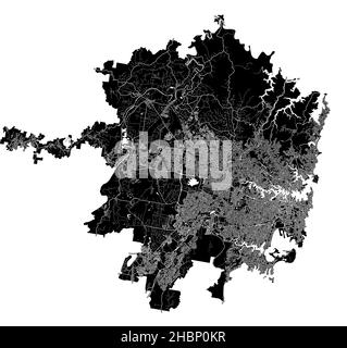 Sydney, Australia, mappa vettoriale ad alta risoluzione con confini della città e percorsi modificabili. La mappa della città è stata disegnata con aree bianche e linee per il roa principale Illustrazione Vettoriale