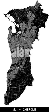 Adelaide, Australia, mappa vettoriale ad alta risoluzione con confini della città e percorsi modificabili. La mappa della città è stata disegnata con aree bianche e linee per il principale r Illustrazione Vettoriale