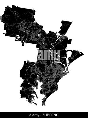 Newcastle-Maitland, Australia, mappa vettoriale ad alta risoluzione con confini della città e percorsi modificabili. La mappa della città è stata disegnata con aree e linee bianche Illustrazione Vettoriale