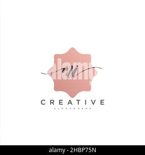 MI Initial handwriting minimalist modello geometrico logo arte vettoriale, Logo per la bellezza del business, la moda e altre opere d'arte Illustrazione Vettoriale