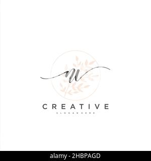 NV calligrafia iniziale minimalista modello geometrico logo arte vettoriale, Logo per la bellezza del business, la moda, e altre opere d'arte Illustrazione Vettoriale