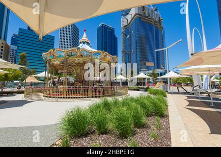 Giostra veneziana a Elizabeth Quay, Perth, Australia Occidentale, WA, Australia Foto Stock
