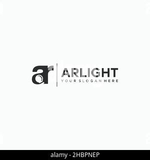 design del logo AR ARLIGHT iniziale con lettera piatta Illustrazione Vettoriale