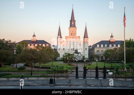 USA, Sud, Louisiana, New Orleans, Jackson Square, St.Louis Cathedral, *** Local Caption *** USA, South, Louisiana, New Orleans, Jackson Square, St Foto Stock