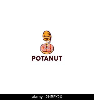 Design moderno Potanut Delicious Eat logo design Illustrazione Vettoriale