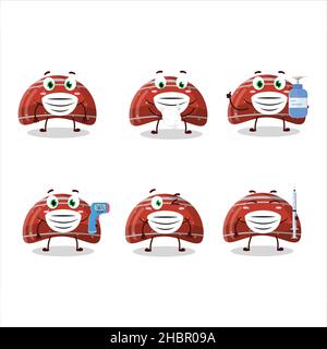 Un'immagine di curva rosso gummy caramella stile cartoon design mantenere sano durante una pandemia. Illustrazione vettoriale Illustrazione Vettoriale