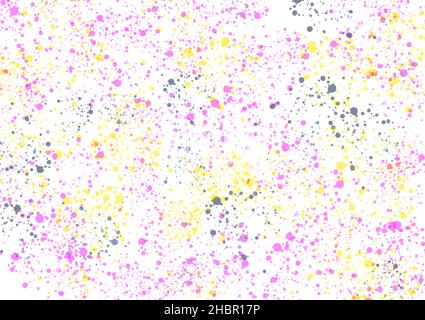 Acquerelli astratti, gocce colorate su sfondo bianco .gocce di acquerello. Texture trendy per aggiungere messaggi di testo, rosa e giallo acquerello splash. Foto Stock