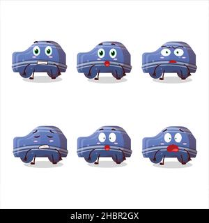Personaggio cartoon di caramelle gommose auto blu con espressione spaventata. Illustrazione vettoriale Illustrazione Vettoriale