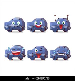 Personaggio cartoon di auto blu caramella gommosa con espressione sorriso. Illustrazione vettoriale Illustrazione Vettoriale