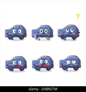 Personaggio cartoon di caramella gommosa auto blu con quale espressione. Illustrazione vettoriale Illustrazione Vettoriale