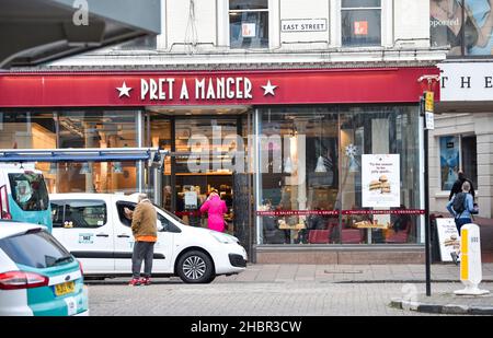 A Pret A Manger cafe in East Street Brighton, Inghilterra Regno Unito Foto Stock