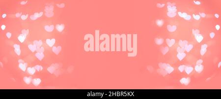 rosa sfondo sfocato con cuori valentines giorno, copia spazio al centro, banner Foto Stock