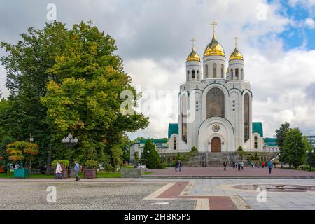 Kaliningrad, Cattedrale ortodossa di Cristo Salvatore in Piazza della Vittoria Foto Stock