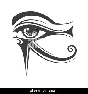 Tatuaggio di Horus occhio antico egitto falco dio isolato su bianco. Illustrazione vettoriale. Illustrazione Vettoriale