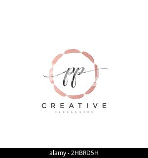 PP calligrafia iniziale minimalista modello di logo geometrico arte vettoriale, Logo per la bellezza d'affari, la moda, e altre opere d'arte Illustrazione Vettoriale