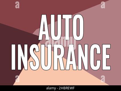 Didascalia concettuale Auto Insurance. Approccio aziendale protezione contro perdite finanziarie in caso di incidente linea illustrato sfondi con vari Foto Stock