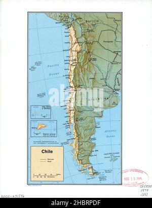 Mappa del Cile ca. 1974 Foto Stock