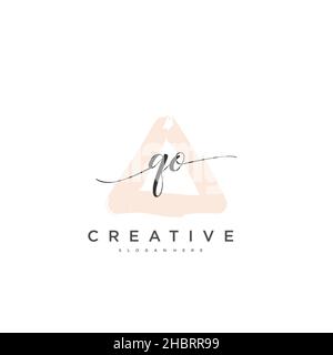 QO Initial handwriting minimal geometric logo template vettoriale art, Logo per la bellezza del business, la moda e altre opere d'arte Illustrazione Vettoriale