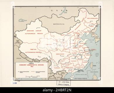 Mappa delle divisioni amministrative comuniste della Cina ca. 1963 Foto Stock