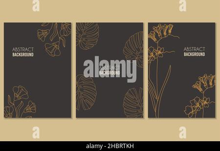 Set di tre poster botanici astratti, illustrazione vettoriale Illustrazione Vettoriale