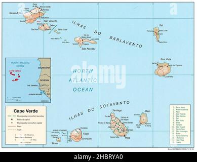 Mappa di rilievo ombreggiata di Capo Verde ca. 2004 Foto Stock