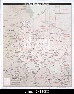 Mappa della regione del Darfur del Sudan ca. 2012 Foto Stock