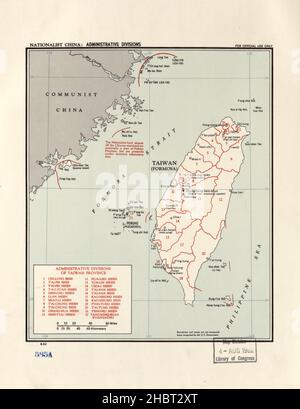 Mappa della Cina nazionalista, divisioni amministrative ca. Giugno 1962 Foto Stock