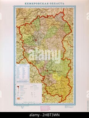 Atlante delle mappe amministrative sovietiche: Kemerovskaya Oblast map ca. 1960 Foto Stock