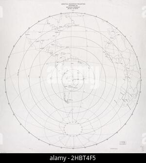 Mappa di proiezione azimutale equidistante centrata su Asuncion Paraguay ca. 1971 Foto Stock