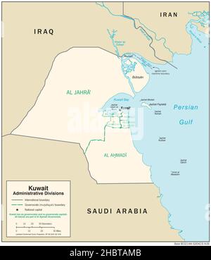 Mappa delle divisioni amministrative di Kuwait, 2006 Foto Stock