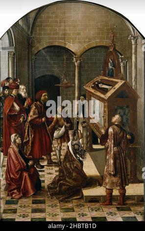 Adorazione della Tomba di San Pietro Martire - 1493 99 - olio su legno 131 x 85 cm - Berruguete Pedro Foto Stock