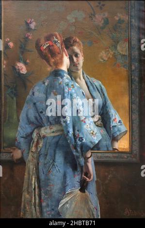 La Parisienne Japonaise - 1872 - olio su tela 150 x 105 cm - Stevens Alfred Foto Stock