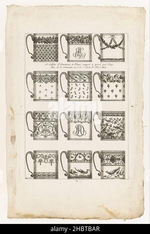 Jean-Baptiste Fay - disegni per tazze di cioccolato, piatto 1 dal 1 ° Cahier d'Ornemens et Fleurs Foto Stock