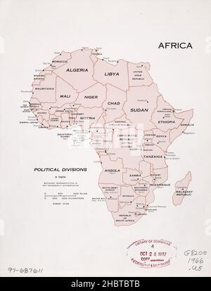 Divisioni politiche carta dell'Africa ca. 1966 Foto Stock