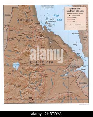 Eritrea ed Etiopia settentrionale (rilievo ombreggiato), 1999 Foto Stock