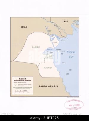 Mappa delle divisioni amministrative del Kuwait ca. 2006 Foto Stock
