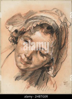 Jean-Baptiste Greuze - Capo di Smiling Girl, c. 1765 Foto Stock