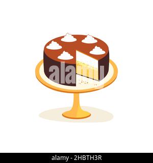 Dolce torta di panna dessert sul piedistallo Illustrazione Vettoriale