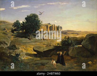 Hagar nella natura selvaggia - 1835 - olio su tela 180,3 x 270,5 cm - Corot Jean-Baptiste-Camille Foto Stock