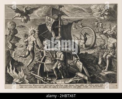 Jan van der Straet, chiamato Stradanus - Ferdinandes Magalanes Lusitanus, piatto 4 da Americae Retectio Foto Stock