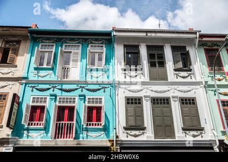 Graziosi edifici lungo Keong Saik Road, Singapore Foto Stock