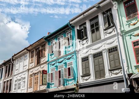 Graziosi edifici lungo Keong Saik Road, Singapore Foto Stock