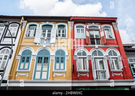 Graziosi edifici lungo Keong Saik Road, Singapore Foto Stock