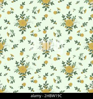 Motivo floreale con mazzi di fiori gialli Illustrazione Vettoriale